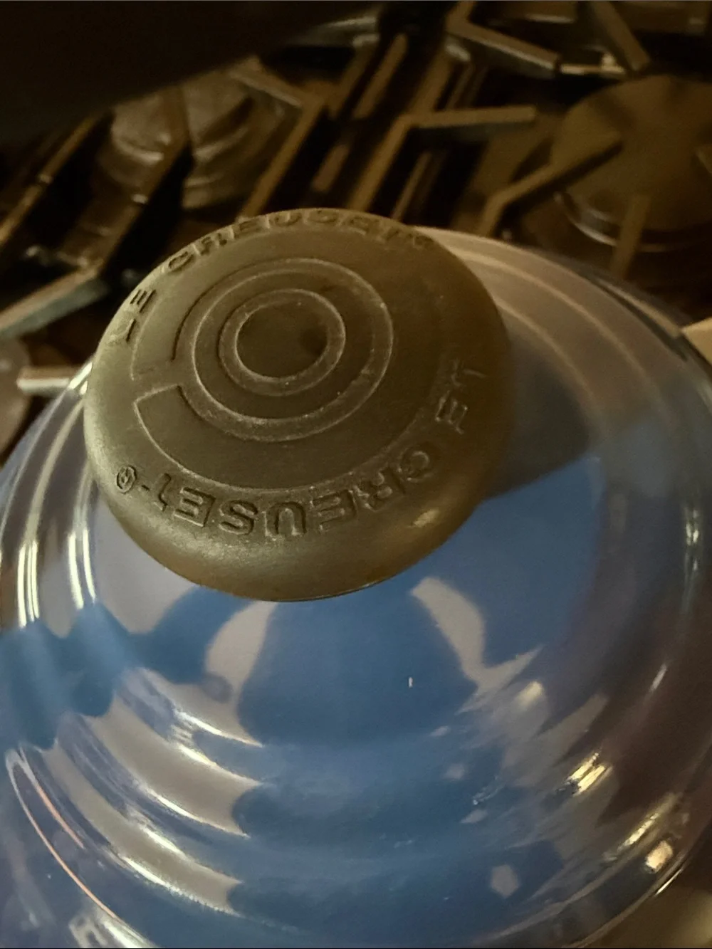 Le Creuset blue Whistling Teakettle with Soft-Grip Handle